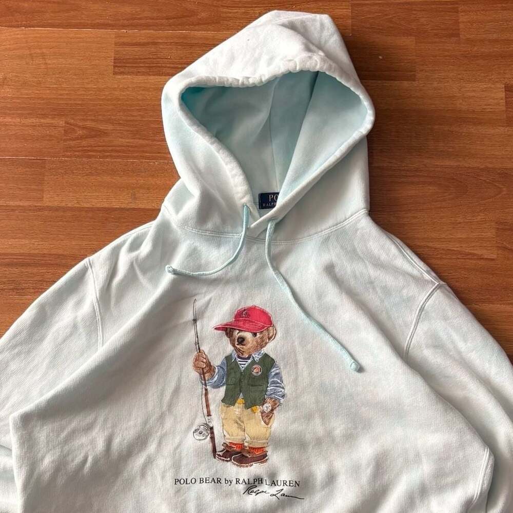 Polo Ralph Lauren Men's Blue Tie-Dye Fishing Polo Bear  Hoodie
